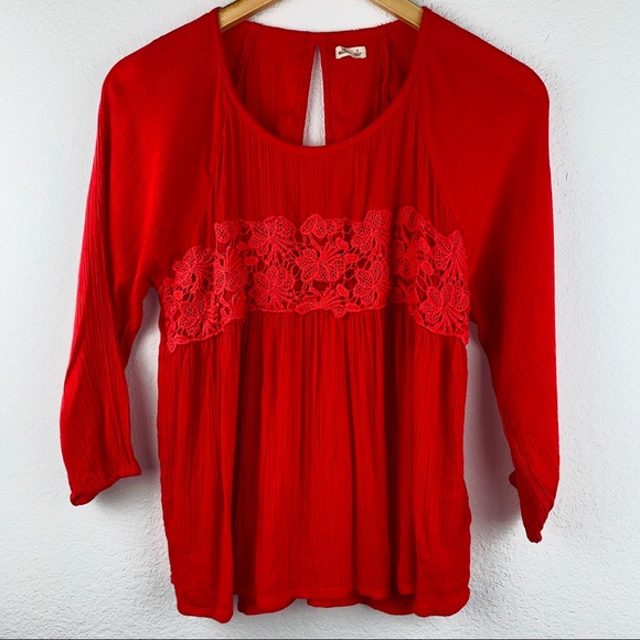 Hollister Red Peasant Blouse - Picture 2 of 4